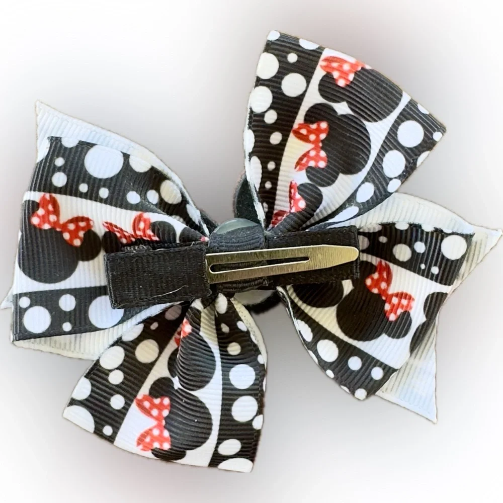 Minnie Mouse Hair Bow on Clip - Handmade by Me